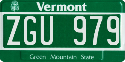 VT license plate ZGU979