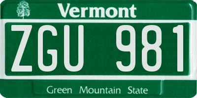 VT license plate ZGU981