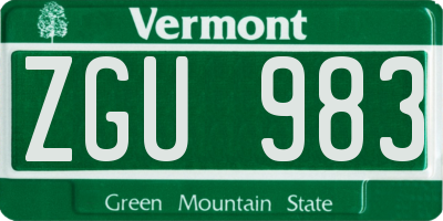 VT license plate ZGU983