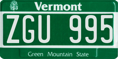 VT license plate ZGU995