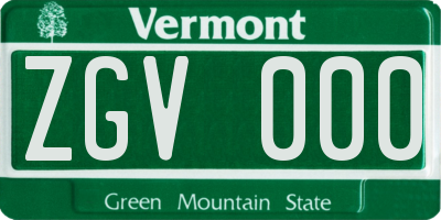 VT license plate ZGV000