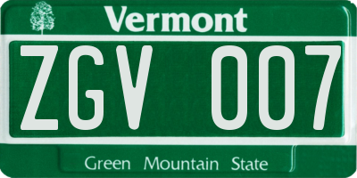 VT license plate ZGV007