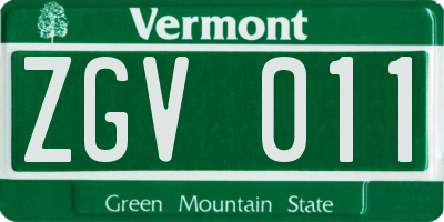 VT license plate ZGV011
