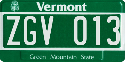 VT license plate ZGV013