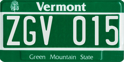 VT license plate ZGV015