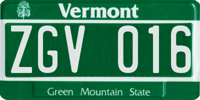 VT license plate ZGV016