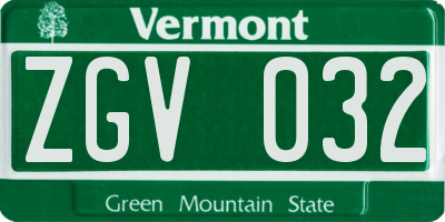 VT license plate ZGV032