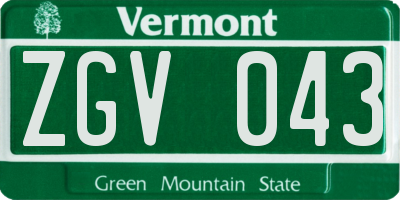 VT license plate ZGV043