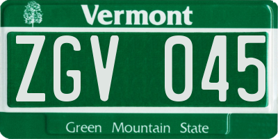 VT license plate ZGV045