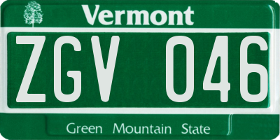 VT license plate ZGV046