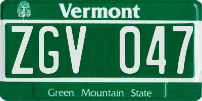 VT license plate ZGV047