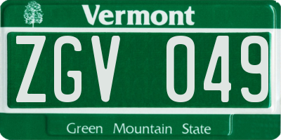 VT license plate ZGV049