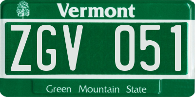 VT license plate ZGV051