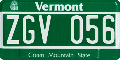 VT license plate ZGV056