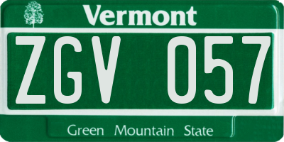 VT license plate ZGV057