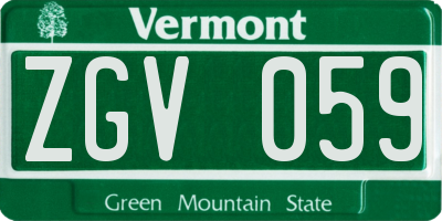 VT license plate ZGV059