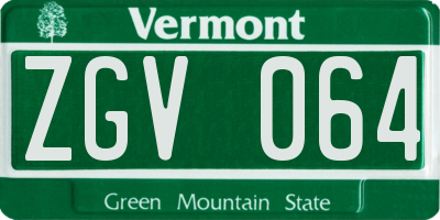 VT license plate ZGV064