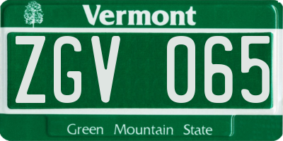 VT license plate ZGV065