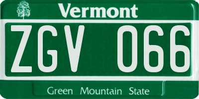 VT license plate ZGV066
