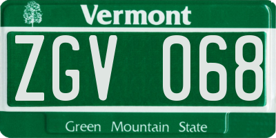 VT license plate ZGV068