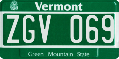 VT license plate ZGV069