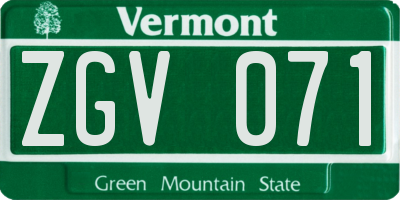 VT license plate ZGV071