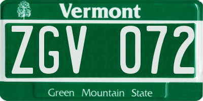 VT license plate ZGV072