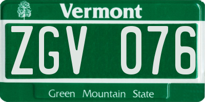 VT license plate ZGV076