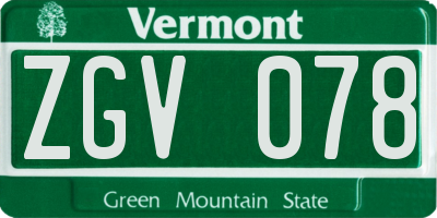 VT license plate ZGV078