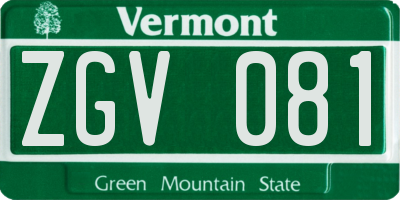 VT license plate ZGV081