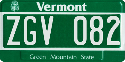 VT license plate ZGV082