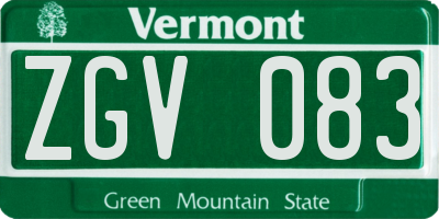 VT license plate ZGV083