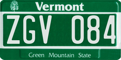 VT license plate ZGV084