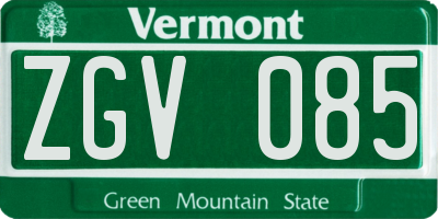 VT license plate ZGV085