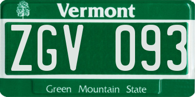 VT license plate ZGV093