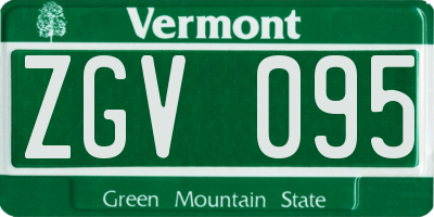 VT license plate ZGV095
