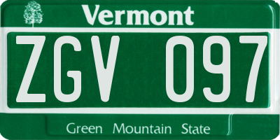 VT license plate ZGV097