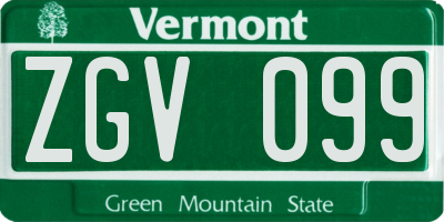 VT license plate ZGV099