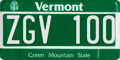 VT license plate ZGV100