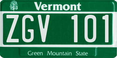 VT license plate ZGV101