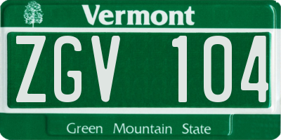 VT license plate ZGV104