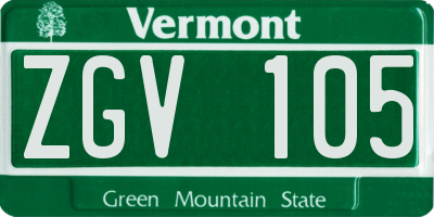 VT license plate ZGV105
