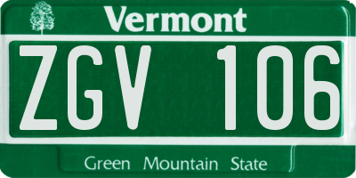 VT license plate ZGV106