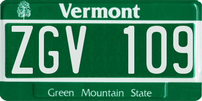 VT license plate ZGV109