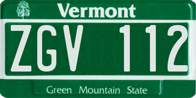 VT license plate ZGV112