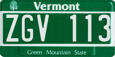 VT license plate ZGV113