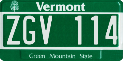 VT license plate ZGV114