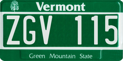 VT license plate ZGV115