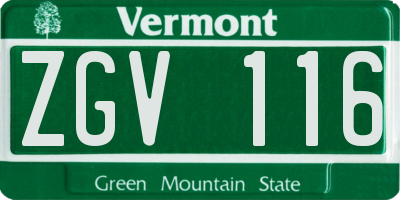 VT license plate ZGV116