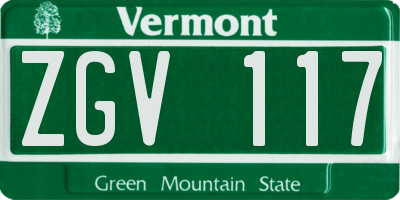 VT license plate ZGV117